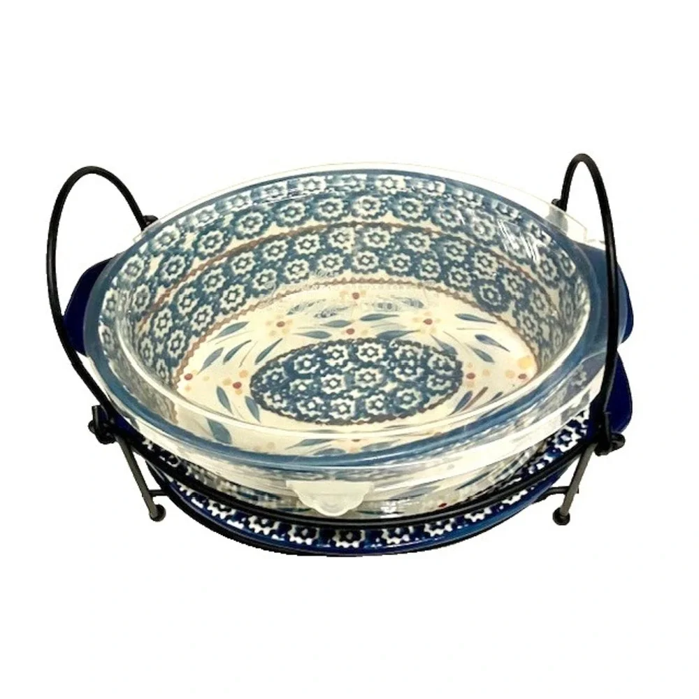 Temp-tations Presentable Ovenware By Tara Old World Blue 1.5 Qt Baking Casserole